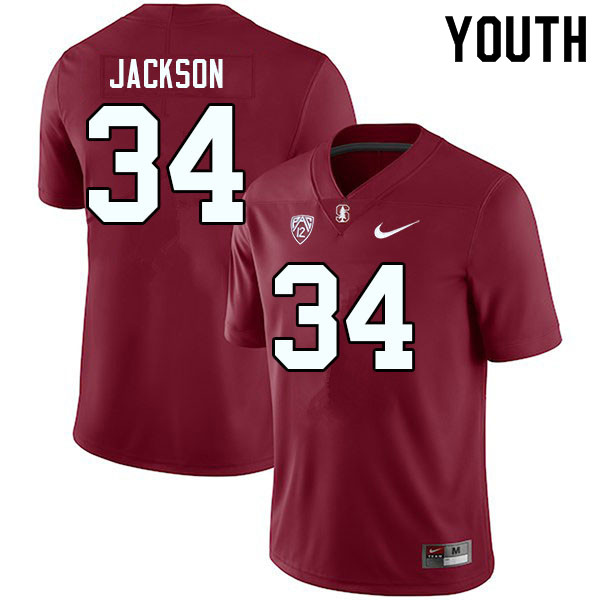 Youth #34 Evan Jackson Stanford Cardinal College Football Jerseys Sale-Cardinal